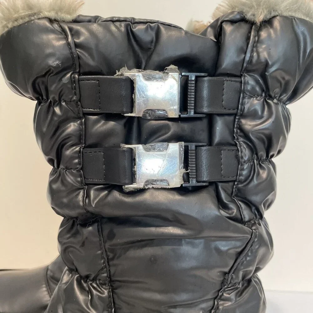 TOTES BEATRIX Winter Boots Women 8 WC Wide Calf Black Faux Rabbit Fur Lining